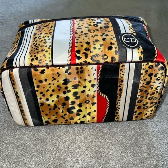 VTG Christian Dior Large Animal Print Makeup Cosmetic Travel Toiletry Bag Case - Picture 8 of 14